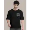 Erkek Baskılı Oversize T-shirt - Siyah