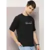 Erkek Baskılı Oversize T-shirt - Siyah