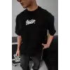 Erkek Baskılı Oversize T-shirt - Siyah