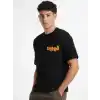 Erkek Baskılı Oversize T-shirt - Siyah