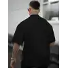 Erkek Bisiklet Yaka Kısa Kol Baskılı T-shirt - Siyah