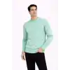 Erkek Bisiklet Yaka Triko Kazak yumuşak dokulu Pamuklu ince Dokuma, uzun kollu Rahat Regular kalıp - Mint Yeşili