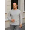 Erkek Bisiklet Yuvarlak Yaka Triko Kazak Pamuklu Kalın Fitilli Dokuma, Regular Fit Uzun Kollu Kışlık Model - Gri