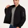 Erkek Bomber Mont Ceket – Fermuarlı, Kapitone İçi Astarlı, Su İtici Kumaş, Regular Fit, Uzun Kollu, Yandan Cepli, Bahar & Kış Rahat Günlük Stil - Siyah