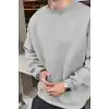 Erkek Düz Bisiklet Yaka Sweat - Gri