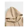 Erkek Düz Kapüşonlu Sweat - Bej