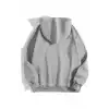 Erkek Düz Kapüşonlu Sweat - Boyalı Gri