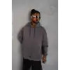 Erkek Düz Kapüşonlu Sweat - Gri
