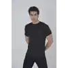 Erkek File Cepli Slim fit T-shirt - Siyah