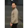 Erkek Fitilli Triko Kazak 2li Set Bej Siyah Regular Balıkcı Yaka Tam Boğazlı Triko Seti Modeli Kazak