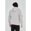 Erkek Kapüşonlu Baskılı Fermuarlı Hırka - Boyalı Gri