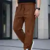 Erkek Keten Cepli Çıma Dikişli jogger Buggy Pantalon Rahat kalıp - Kahverengi