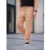 Erkek Keten Cepli Çıma Dikişli jogger Buggy Pantalon Rahat kalıp - Kahverengi