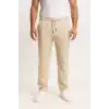 Erkek Keten Pantolon – Cepli, Beli Lastikli ve Bağcıklı, Nefes Alan Rahat Kalıp, Yazlık ve Baharlık Günlük Giyim, Şık & Konforlu Boru Paça Model - Bej