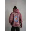 Erkek Kilim Desen Kapüşonlu Sweat - Gül Kurusu