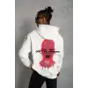 Erkek Maske Baskılı Kapüşonlu Sweat - Beyaz