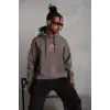 Erkek Maske Baskılı Kapüşonlu Sweat - Gri