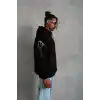 Erkek Maske Baskılı Kapüşonlu Sweat - Siyah