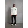 Erkek Patel Six Baskılı Kapüşonlu Sweat - Beyaz