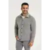 Erkek Pelüş Polar Hırka Gömlek – Yakalı, İlik Düğmeli, Göğüs Cepli, Yumuşak Dokulu Kışlık Regular Fit Rahat Günlük Model - Gri