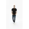 Erkek Pike Kumaş Düğmeli Yaka Regular Fit Günlük Kısa kol Tişört T-shirt - Siyah