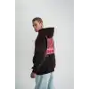 Erkek Premium Nakışlı Kapşonlu Sweatshirt Double Oversize Üç İplik Pamuklu - Siyah