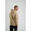 Erkek Şimşek Baskılı Kapşonlu Sweatshirt Üç İplik Pamuklu Kanguru Cepli Double Oversize Hoodie - Füme