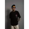 Erkek Sırt Baskılı A Kalite Oversize T-shirt - Siyah