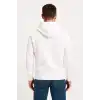 Erkek Üç İplik Kapüşonlu Kanguru Cepli SweatShirt hoodie - Beyaz