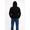 Erkek Üç İplik Kapüşonlu Kanguru Cepli SweatShirt hoodie - Siyah