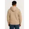 Erkek Üç İplik Kapüşonlu Tam Fermuarlı Kanguru Çepli SweatShirt Hoodie - Bej