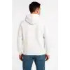 Erkek Üç İplik Kapüşonlu Tam Fermuarlı Kanguru Cepli SweatShirt Hoodie - Beyaz