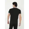 Erkek Yakalı Slim Fit Baskılı T-Shirt - Siyah
