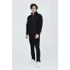 Erkek Yarım Fermuarlı Baskılı Sweat - Siyah