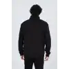 Erkek Yarım Fermuarlı Baskılı Sweat - Siyah