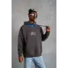 Erkek Yıldırım Baskılı Kapşonlu Sweatshirt - Gri