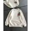 Kadın Bisiklet Yaka Baskılı SweatShirt - Beyaz