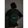 Kadın Bisiklet Yakalı Sırt Baskılı Oversize T-Shirt - Siyah