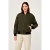 Kadın Bomber Mont Ceket – Fermuarlı, Kapitone İçi Astarlı, Su İtici Kumaş, Regular Fit, Yandan Cepli, Günlük Bahar & Kış Şık Rahat Stil - Haki