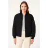 Kadın Bomber Mont Ceket – Fermuarlı, Kapitone İçi Astarlı, Su İtici Kumaş, Regular Fit, Yandan Cepli, Günlük Bahar & Kış Şık Rahat Stil - Siyah