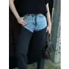 Kadın Jeans Kot Parçalı Palazzo Pantolon - Siyah