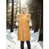 Kadın Kolsuz Hakiki Deri Kürk - Hardal