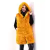Kadın Reks Kapüşonlu Yelek - Sarı