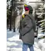 Kadın Su Geçirmez Kapüşonlu Mont - Füme