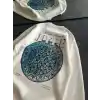 Kadın Üç İplik Bisiklet Yaka Baskılı SweatShirt - Beyaz