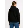 Kadın Üç İplik Kapüşonlu Kanguru Cepli Sweatshirt hoodie - Siyah