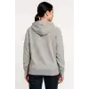 Kadın Üç İplik Kapüşonlu Tam Fermuarlı Kanguru Çepli SweatShirt Hoodie - Gri