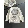 Kışlık Bisiklet Yaka Ön Ve Arka Baskılı SweatShirt - Beyaz