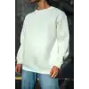 Kışlık Bisiklet Yaka Üç İplik Basic SweatShirt - Beyaz