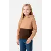 Kız Çocuk Kapüşonlu Kanguru Çepli Parçalı SweatShirt - Renkli